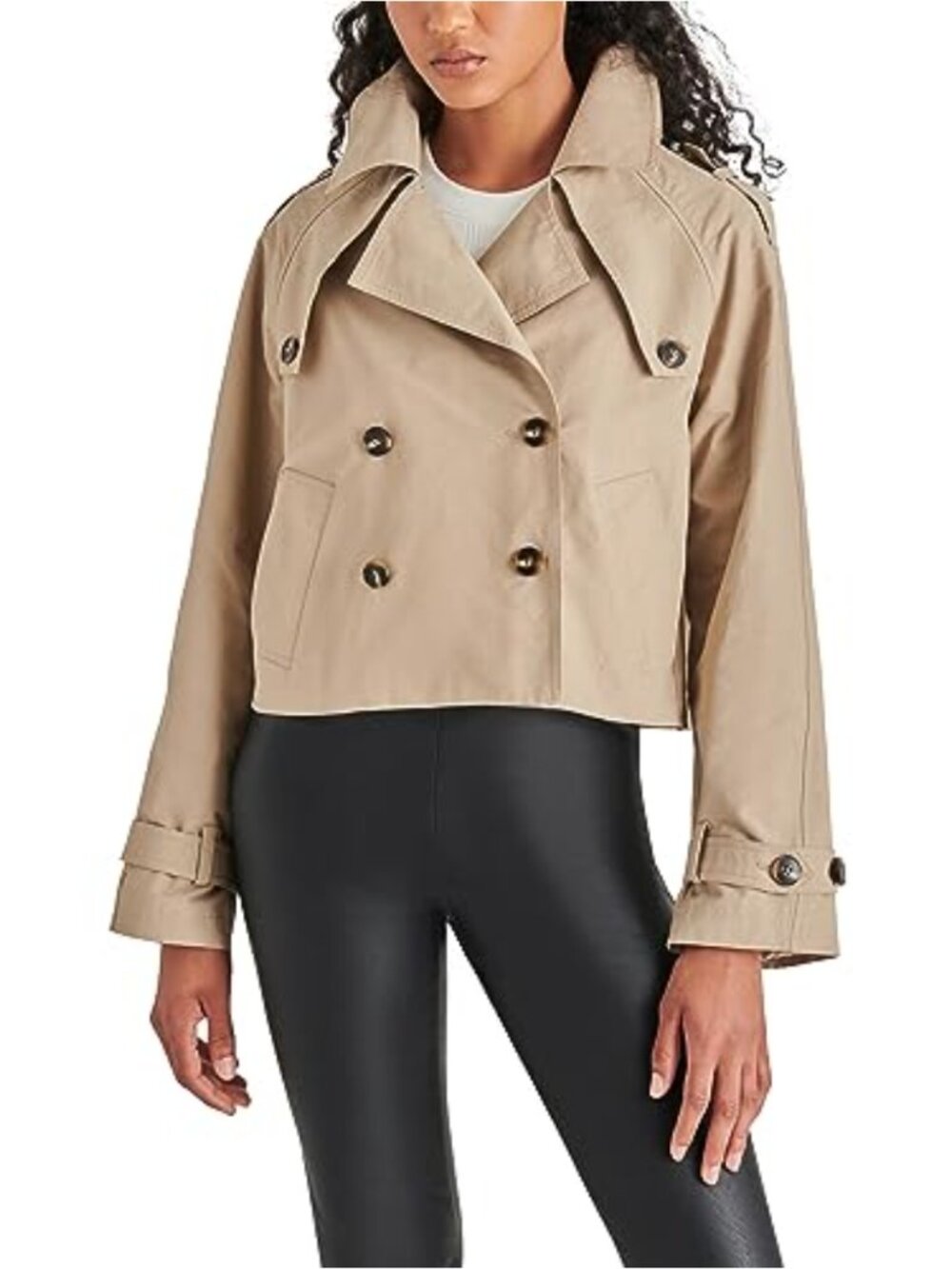 Steve Madden Khaki Trench Coat Long Sleeve Water Resistant 100% Polyester